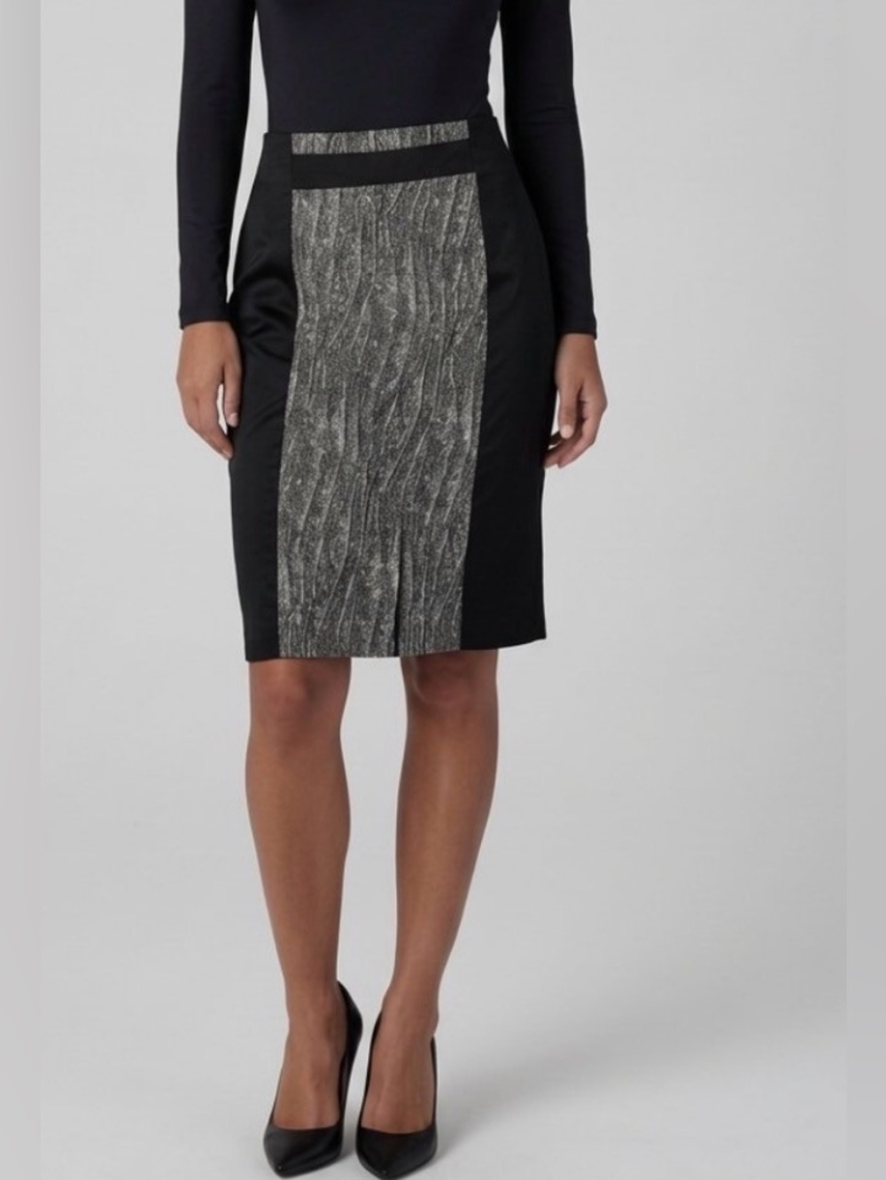 Premise Black Pencil skirt with Front Lace Panel Size: 10 Women’s office attire